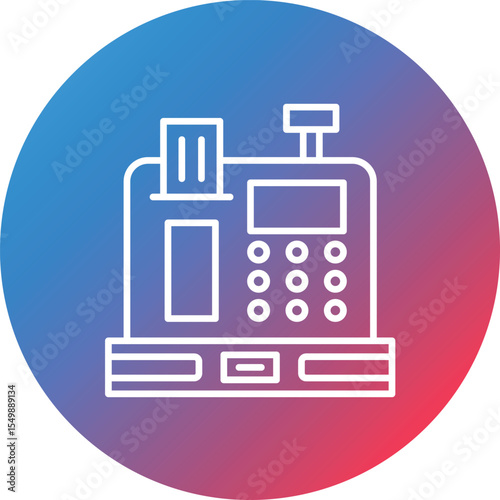Cash Register Line Gradient Circle Background Icon