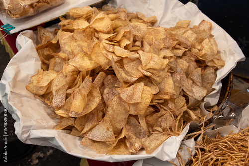Crispy fried taro slices