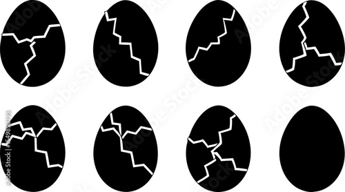 set of broken eggs icon  black and outline shapes  (1).eps