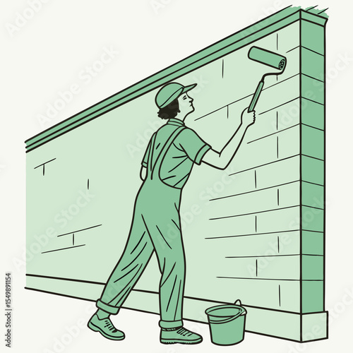 Emerald green painted wall texture in flat simple vector format