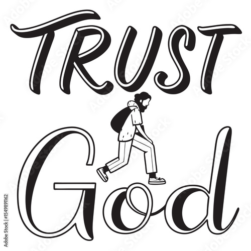 Trust God text in bold modern typography with clean vector lines