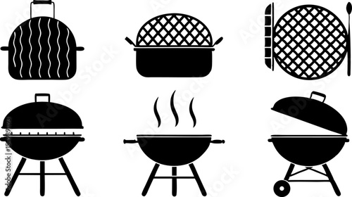 set of grill vector icons  bbq with lattice  barbe.eps