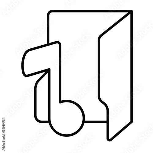 Audio folder thin line icon, windows pack concept. Vector graphics. Folder with music note, sound multimedia sign on white background, style mobile or design.