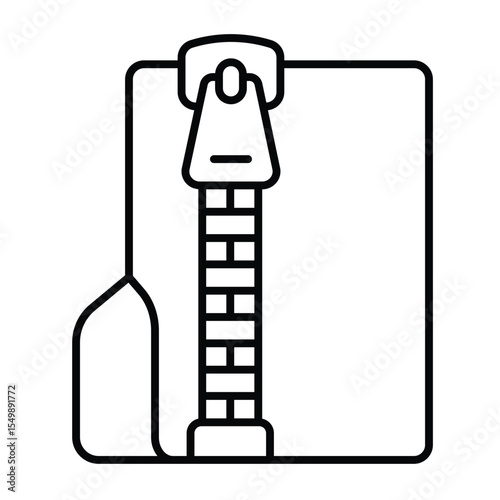 Archived files folder thin line icon, windows pack concept. Vector graphics. Folder with zipped files, folder and zipper sign on white background, style mobile or design.