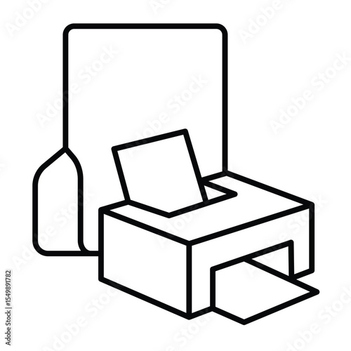 Printer folder thin line icon, windows pack concept. Vector graphics. Folder with printer device, printing sign on white background, style mobile or design.