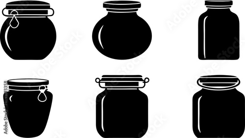 a set of six silhouette illustrations of glass jar (1).eps