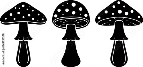 agaric mushroom silhouette icon vector illustratio.eps