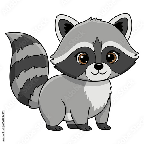 Cute Cartoon Raccoon Vector Illustration