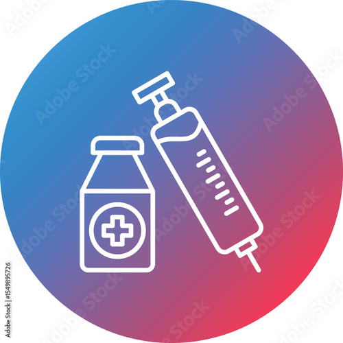 Vaccine Line Gradient Circle Background Icon
