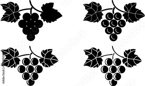 bunch of white table grapes with leaf flat color i.eps