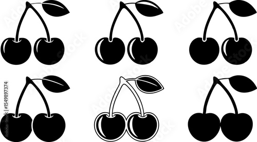 cherry fruit icon  cherry silhouette vector.eps