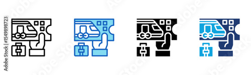 Train Ticket icon Multi Style Vector Illustration