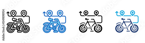 Bike Route icon Multi Style Vector Illustration