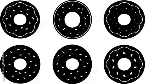 donut silhouette icon in black color  vector templ.eps