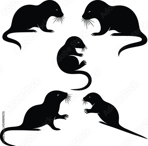 Stylized Mole Silhouette Set | Small Mammal Vector Art | Burrowing Animal Graphic
