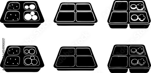 food tray icon in black filled and outlined style.eps