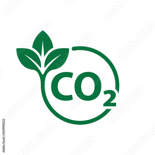 Eco CO2 Icon Vector. Green Energy and Carbon Emission Reduction Symbols