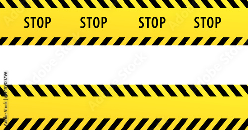 Warning tapes set for construction and crime. Stop. Vector illustration