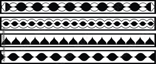 Scalloped edge shapes vector set. Simple scalloped border. stripe, tape collection isolated on background white. background 