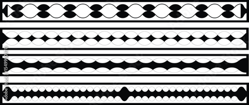 Scalloped edge shapes vector set. Simple scalloped border. stripe, tape collection isolated on background white. background 