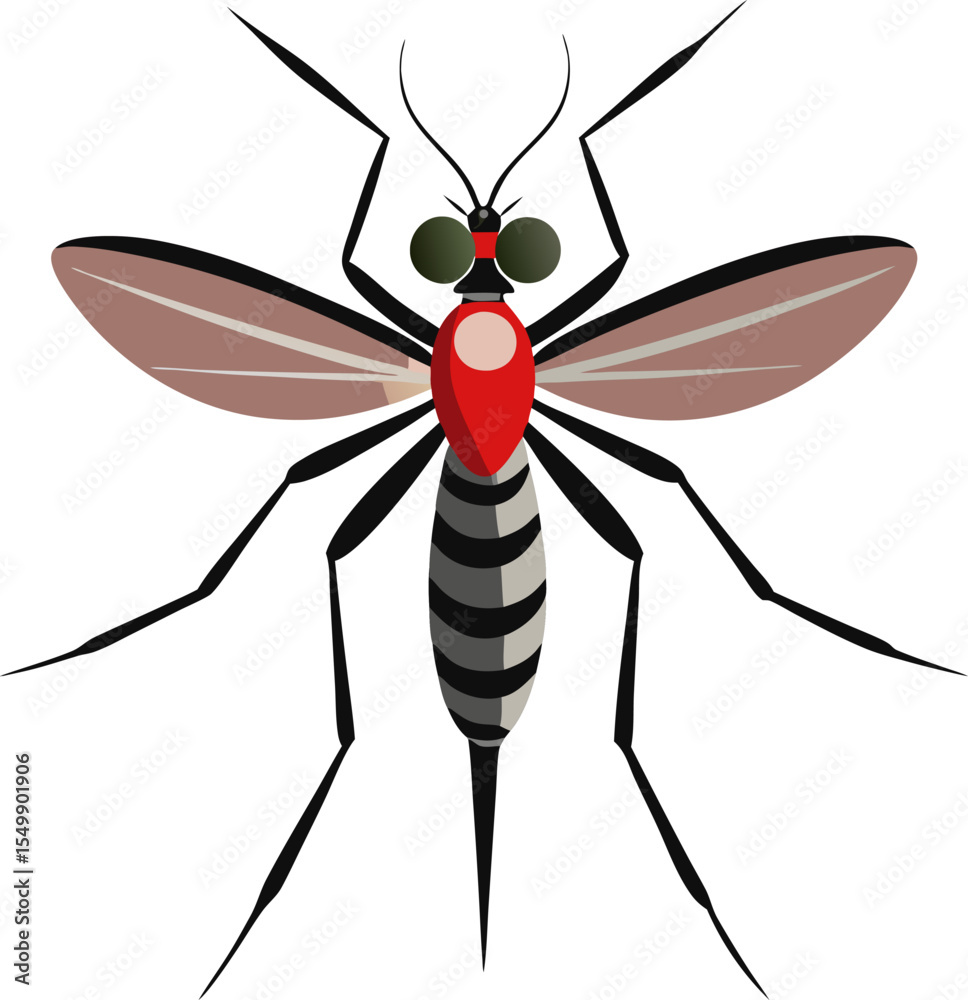 Fototapeta premium Mosquito white background vector illustration