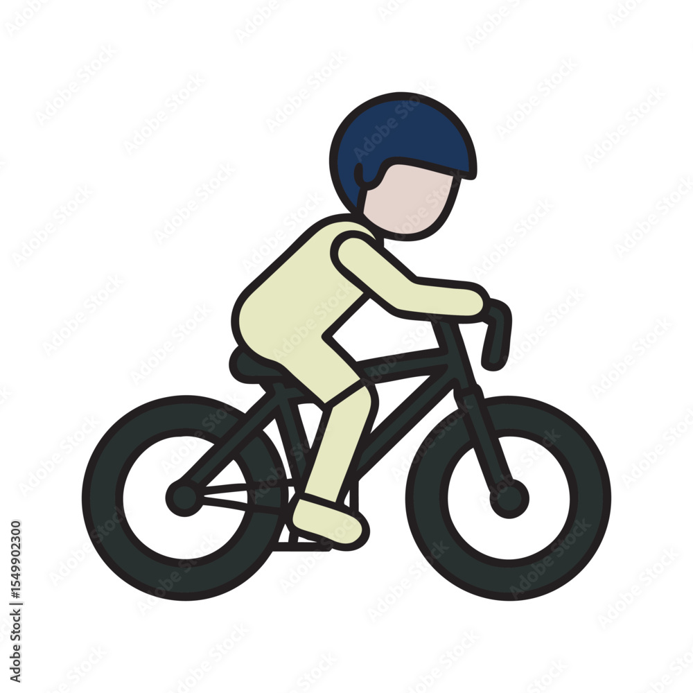 Naklejka premium Happy Kid Riding Bicycle On Street