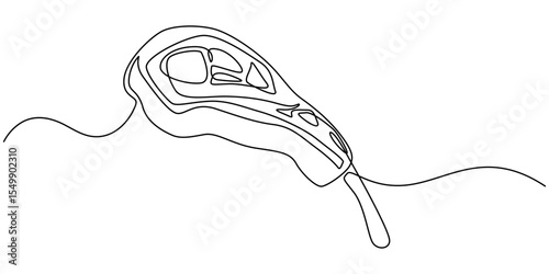 Continuous one line drawing of meat veal, pork, beef, veal steak grill bbq concept in silhouette on a white background, Meat Single Line Icon, Meat product, steak continuous line drawing set. One line