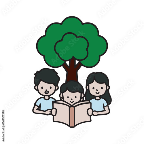 Group Of Kids Reading Storybooks Together