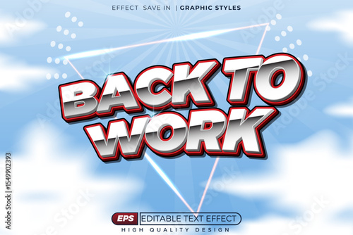 Editable 3d bold text effect back to work for office poster, banner