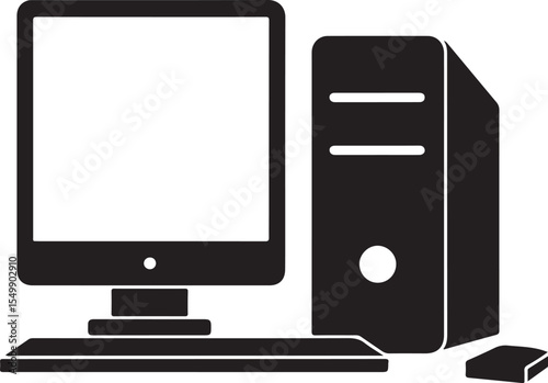 Desktop monitor silhouette in scalable vector format