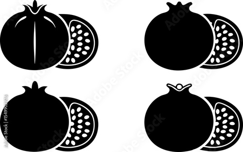 pomegranate fruit minimalist silhouette vector ico.eps