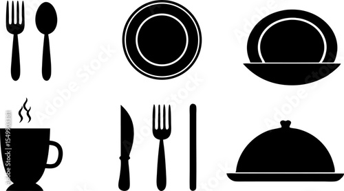restaurant icons set on white background.eps