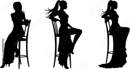 silhouette of pretty stripper on a chair
