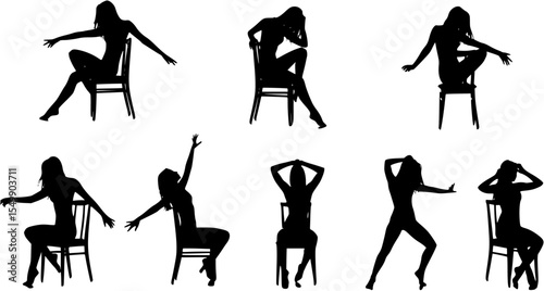 silhouette of pretty stripper on a chair
