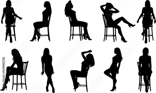 silhouette of pretty stripper on a chair
