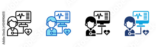 Heart Rate Monitor icon Multi Style Vector Illustration
