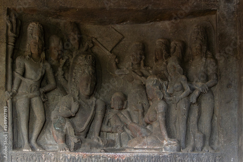 Ancient Hindu Rock-Cut Bas-Relief Sculpture