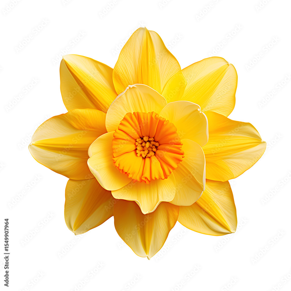 Fototapeta premium A daffodil top view isolated on a transparent background