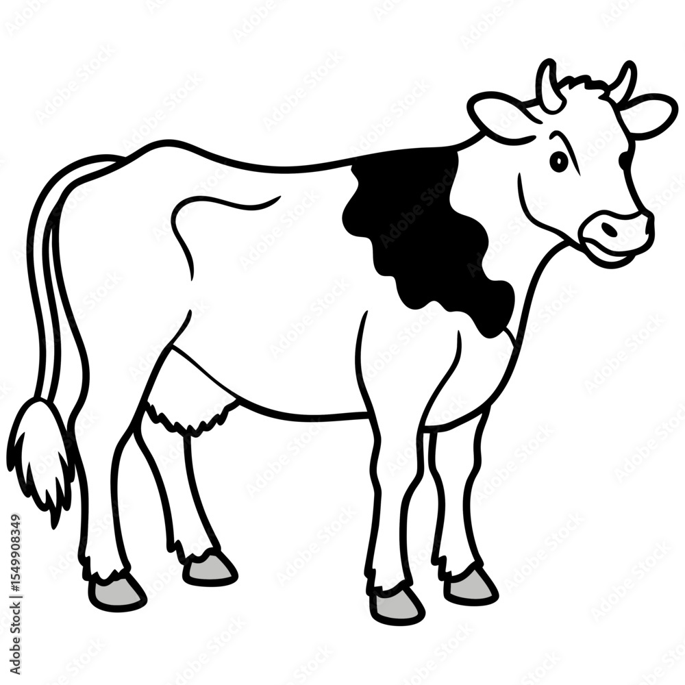 Fototapeta premium Cow Brush line art vector