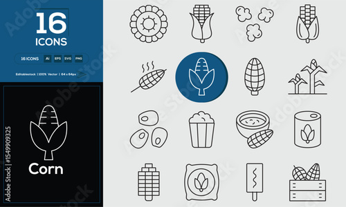 Corn Set of high-quality icons that are suitable for Corn. And change your next projects with minimalist icon design, perfect for websites, mobile apps, books, social media