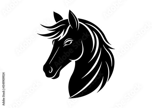 Horse head.Majestic Black Horse Head Silhouette Elegant Vector Illustration