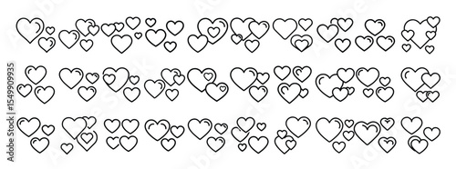 Romantic Heart Line Icons – Love, Relationship, Valentine Symbol Icon Set
