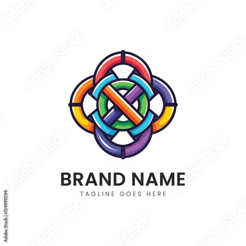 A vibrant, multicolored logo featuring interconnected circular shapes, representing unity and creativity, perfect for branding and design purposes.