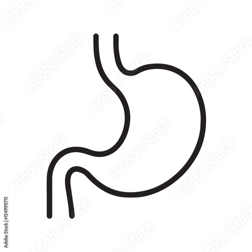 Minimalist Line Art Illustration of a Stylized Human Stomach in Black and White