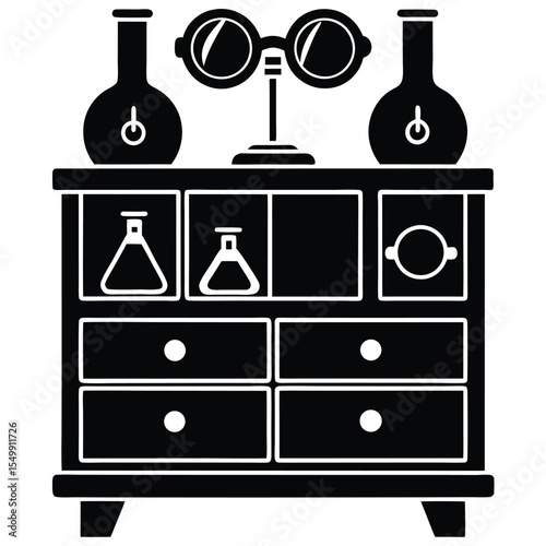 optometrist element isolated optical cabinet on white background