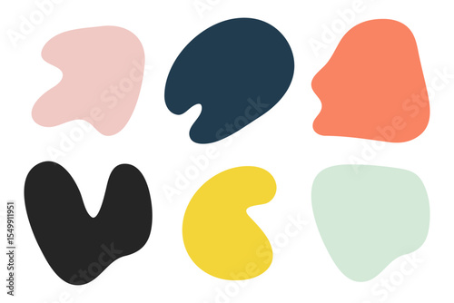 Doodle liquid abstract blob shapes, color irregular organic random forms, fluid silhouette, simple vector smooth ink stain. Highlight for social media stories. Perfect for branding, poster, packaging