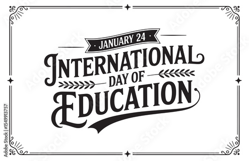 Vintage Typography Poster for International Day of Education – January 24