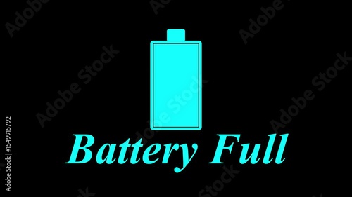 Simple Battery Indicator Animation Fully Charged Battery Icon with Full Charge animation on the black background.