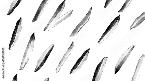 Sketchy Olives Pattern Rustic Black and White Seamless Design on White Background
