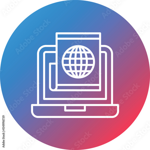 News Portal Line Gradient Circle Background Icon